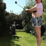 a day at the golf course with senior lady Janey flashing er tits picture 5